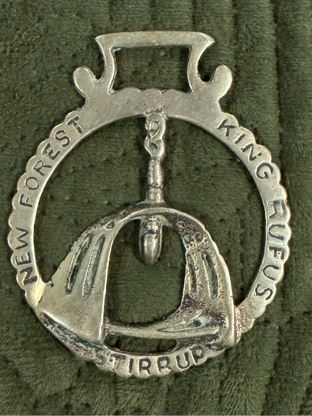 Vintage English Cast Brass Horse Harness Saddle Medallion- King Rufus Legend
